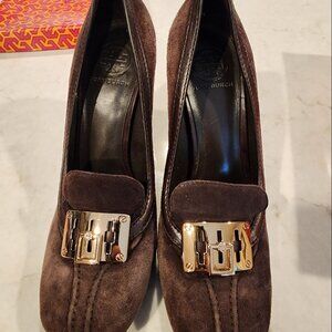 Tory burch Howie high heel coconut brown suede size 10